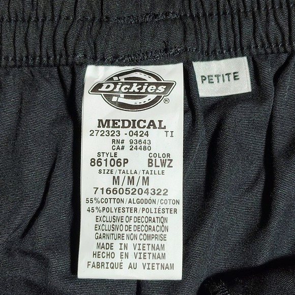 Dickies EDS Signature Black Petite Natural Rise Tapered Leg PullOn Scrub Pants M - Picture 7 of 10